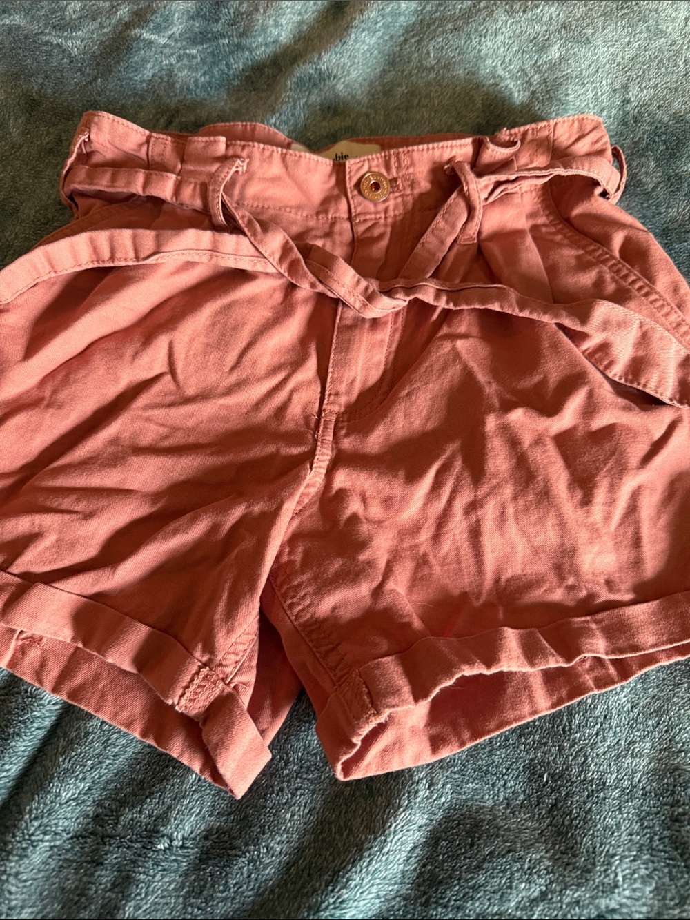 abercrombie kids Coral High-Waist Paperbag Shorts with Belt